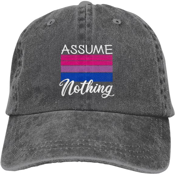 LGBT Bi Pride Gifts Assume Nothing Bisexual Flag Gift Men Sandwich Cap Denim Hats Baseball Cap Sun Hat Dad Hat Black