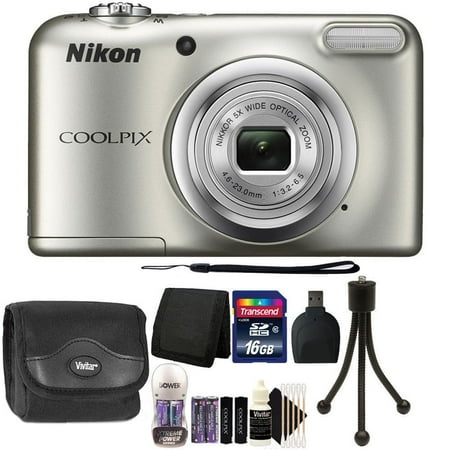 16.3 Mp Compact - Nikon COOLPIX A10 16.1 MP Compact Digital Camera Silver + 16GB Starter Bundle