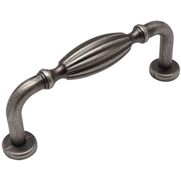 10 Pack - Cosmas 7119WN Weathered Nickel Country Style Cabinet Hardware Ribbed Handle Pull - 3" Inch (76mm) Hole Centers