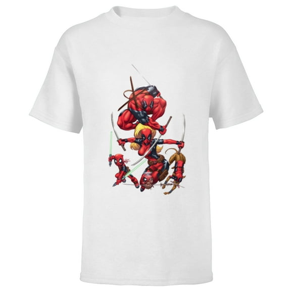 Marvel Deadpool Corps Lady Deadpool Kidpool Headpool Dogpool - Short Sleeve T-Shirt for Kids - Customized-White