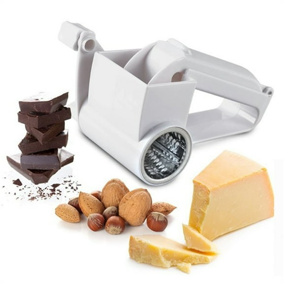 Casewin Rotary Cheese Grater Manual Handheld Cheese Grater with Stainless Steel Drum for Grating Hard Cheese Chocolate Nuts Kitchen Tool(White)