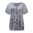 thumbnail image 1 of Inkach Women Summer Flower Print Short Sleeve O-Neck Loose T-Shirt Blouse Tops, 1 of 2