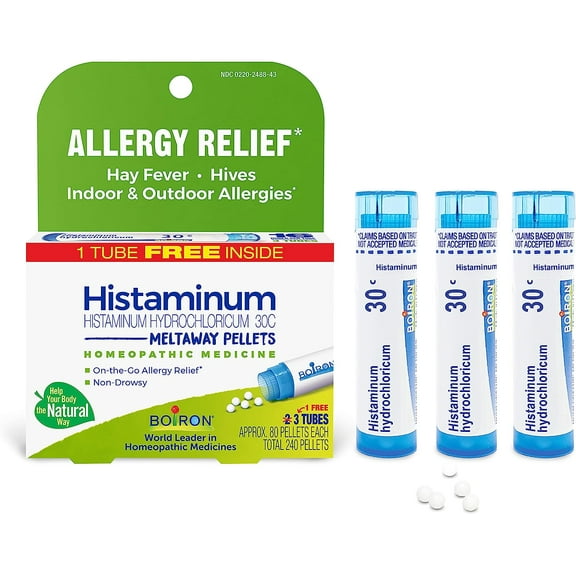 Boiron Histaminum Hydrochloricum 30C Homeopathic Medicine For Indoor Or Outdoor Allergy Relief, Hay Fever, And Hives - 80 Count (Pack Of 3)