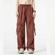 thumbnail image 2 of Amzcrzy Pantalones Cargo Para Mujer: Amplios, Cintura Elástica Con Cordón, Pierna Ancha Y2k, Estilo Paracaídas/Harem, Múltiples Bolsillos, Aptos Para Senderismo, Moda Hip Hop, Tallas M-2XL Marrón, 2 of 6