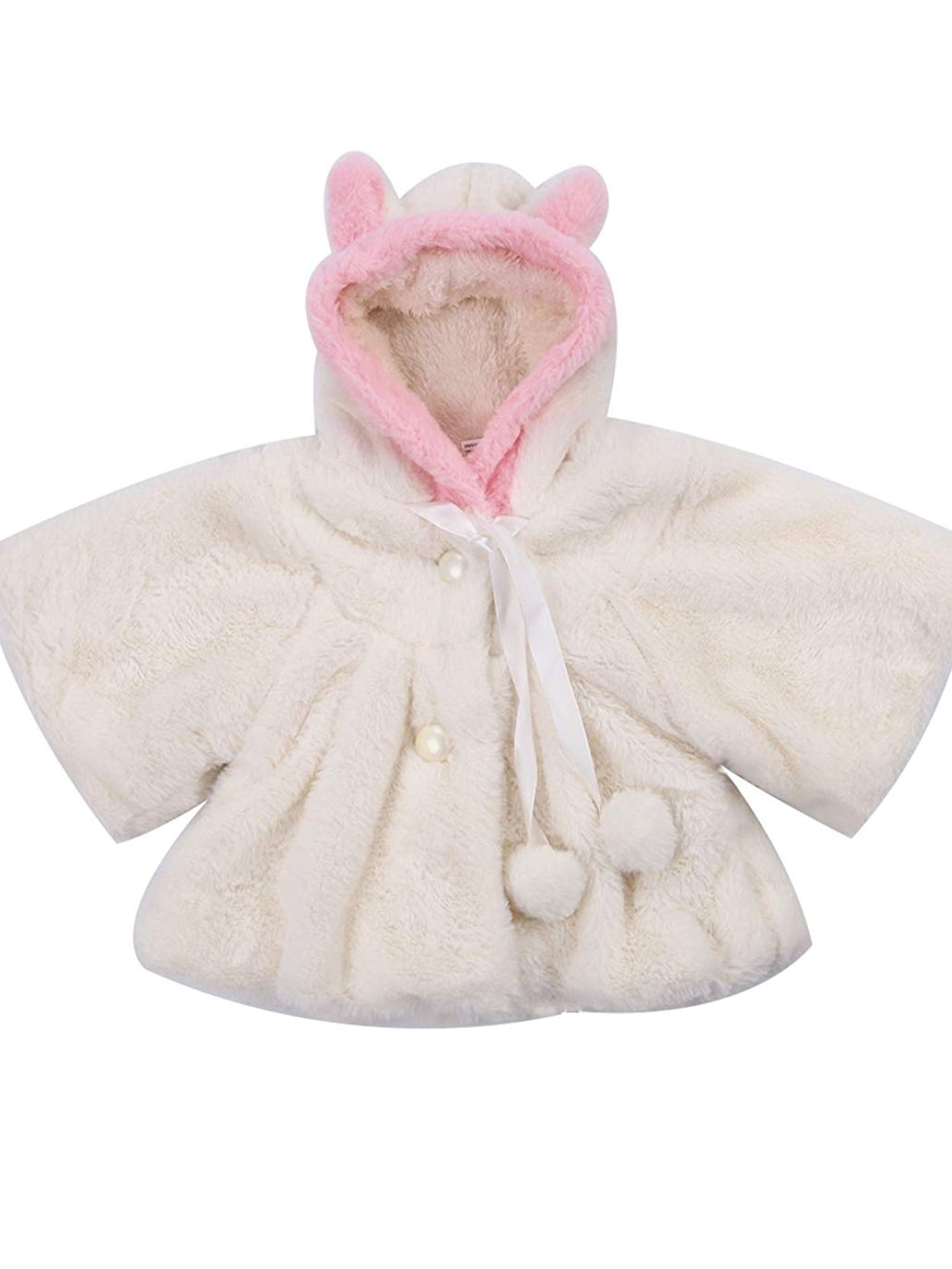 Infant Baby Girl Autumn Winter Rabbit Hooded Cloak Jacket Thick Warm  Coat US 