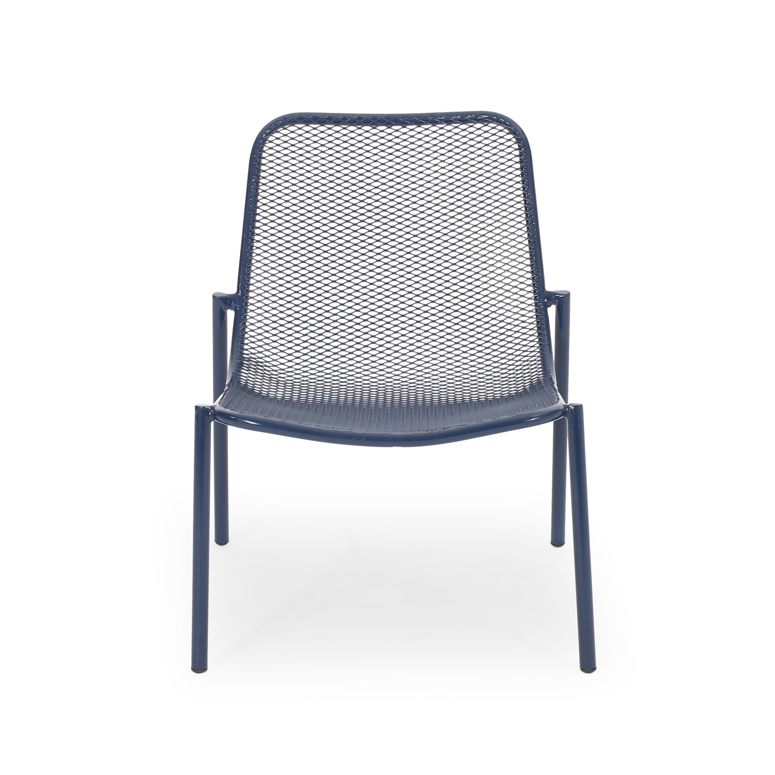 Outdoor Stackable Mesh Chair Set of 2, Portable Leisure Seats for Patio Garden, Navy Blue