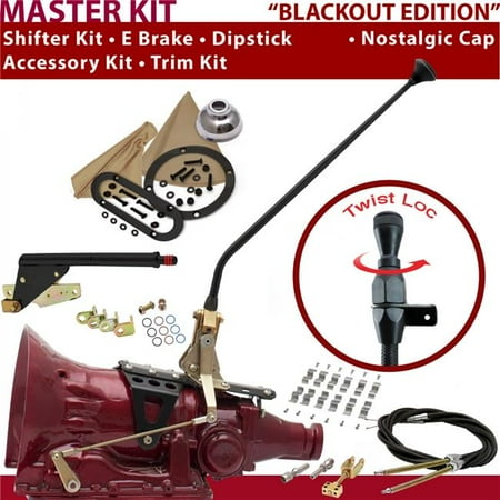American Shifter C4 Shifter Kit Black 23 in. E Brake Cable Clamp Trim Kit Dipstick for F77FA