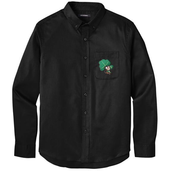 Men's IRISH MOUSE PATCH Twill Shirt with Pocket, Large Deep Black