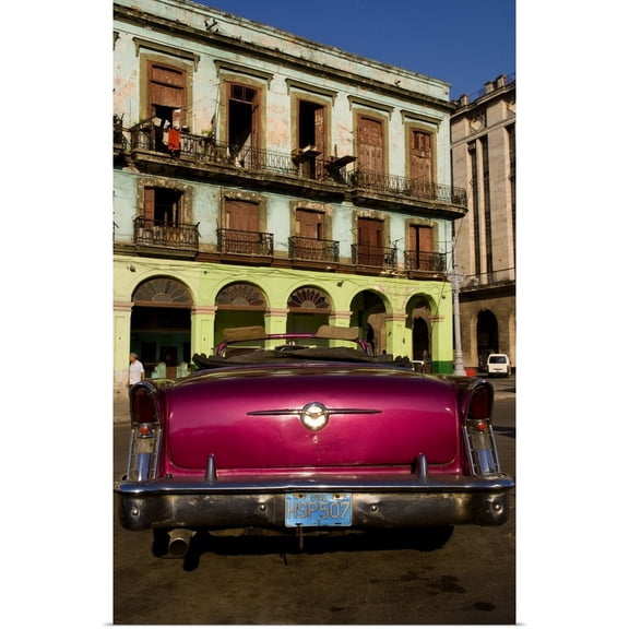 Great BIG Canvas | "Classic 50's Buick in front of old worn and colorful apartment buildings, Havana, Cuba" Art Print - 20x30