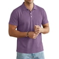 thumbnail image 4 of Mens Classic Short Sleeve Polo Shirts Cotton Blend with Front Pocket,Business Casual Golf Tops for Work Purple 2XL, 4 of 6