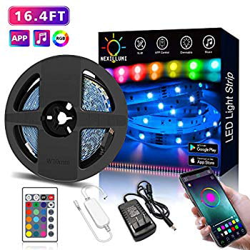 Led Strip Lights With Remote App Control Color Changing Rope Lights 16 4ft Smd 5050 Rgb Light Strips With Ir Remote Sync To Music For Tv Bedroom Party And Home Decoration Walmart Com