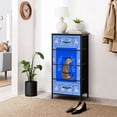 thumbnail image 6 of Animal Dresser for Bedroom with 4 Storage Drawers Leopard Blue Bamboo Frame Floral Dressers Chest of Drawers Steel Framed Fabric Closet Organizers for Nursery Entryway, 6 of 8
