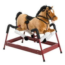 Durable Plush Toddlers Spring Rocking Horse, Bouncing Rocker Toy with Realistic Sounds