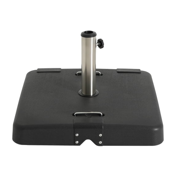 Outdoor 114lb Concrete Square Umbrella Base with Stainless Steel Collar, Black