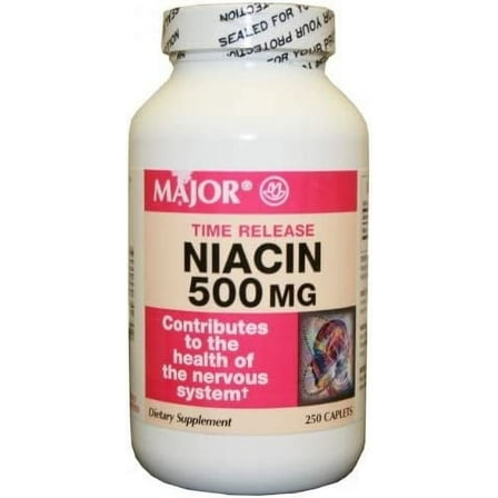 Major 10006070010 Niacin Time Release 500mg 250ct Bottle (Pack of 3)