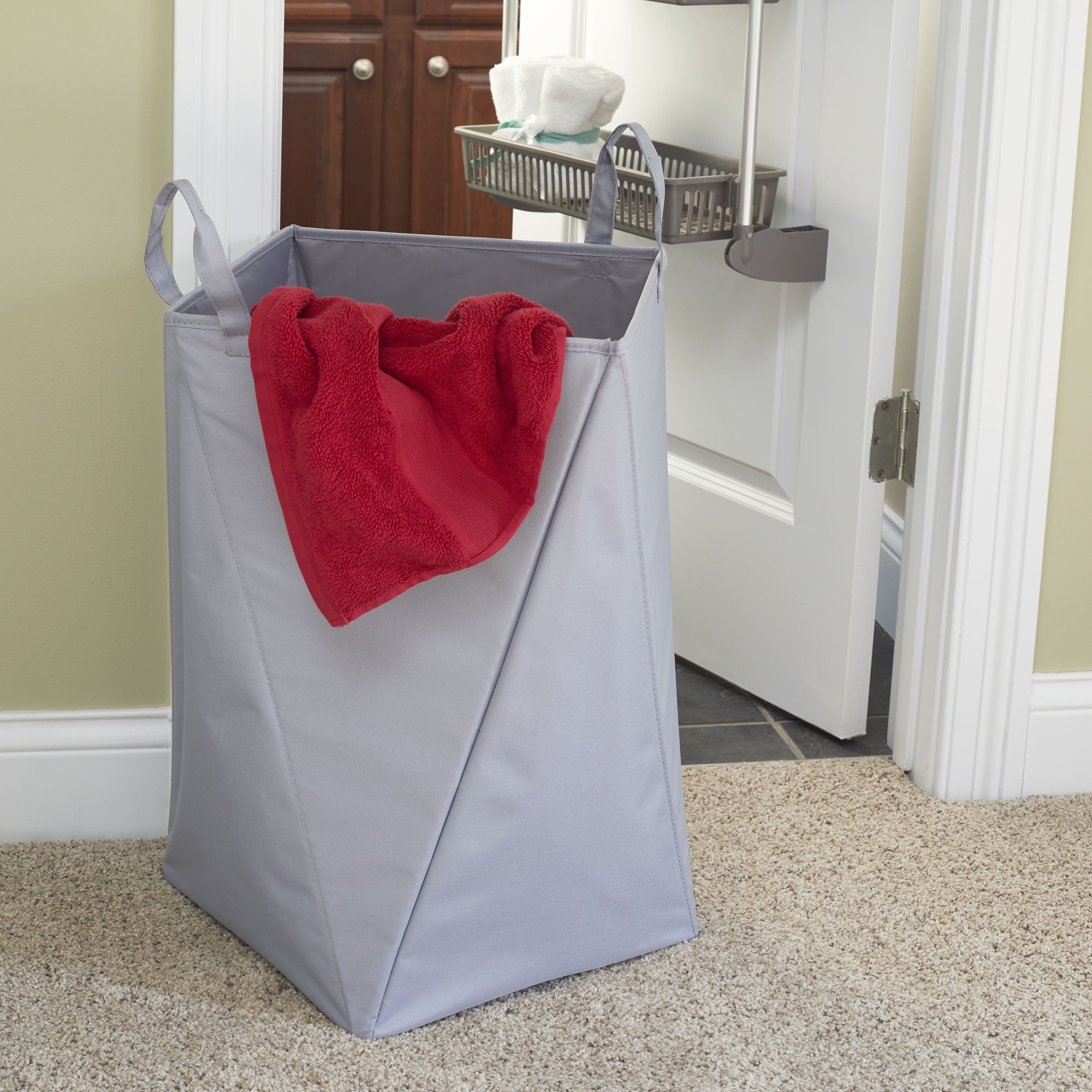 Household Essentials Origami Folding Laundry Hamper, Large in Grey