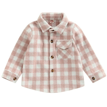 

Calsunbaby Kids Toddler Baby Boy Girl Flannel Plaid Shirt Tops Long Sleeve Button Down Coat Jacket Fall Winter Clothes 5-6 Years