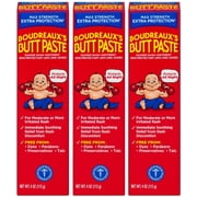 Boudreaux's Butt Paste Maximum Strength Diaper Rash Cream, Ointment for Baby, 4 oz Tube, - 3 Pack