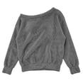 thumbnail image 5 of vzibsiv Womens Gray Off Shoulder Fuzzy Long Sleeve Sweater Oversized Cozy Pullover Casual Top,Size XL, 5 of 7