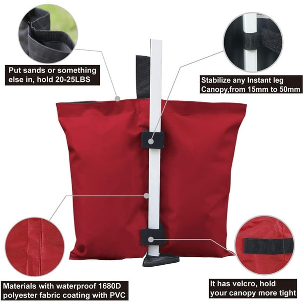 ABCCANOPY Red Canopy Weights Tent Sand Bags,4pcs-Pack