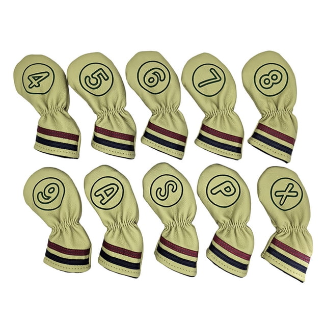 10 fundas para cabezas de palos de golf, fundas de cuña, protección decorativa, suministros portátiles, protectores para entusiastas y principiantes. Verde