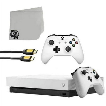 Microsoft Xbox One X 1TB Gaming Console White 2 Controller Included BOLT AXTION Bundle Used