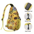 thumbnail image 6 of Sunflower Bloom Country Sling Backpack for Women, Rustic Floral Crossbody Shoulder Bag with Boho Yellow Wildflowers, Vintage Aesthetic Daypack, 6 of 6