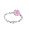 thumbnail image 4 of CHOOSE YOUR COLOR Pink Simulated Opal Beaded Boho Bezel Midi Ring .925 Sterling Silver Band CZ Female Size 5, 4 of 4