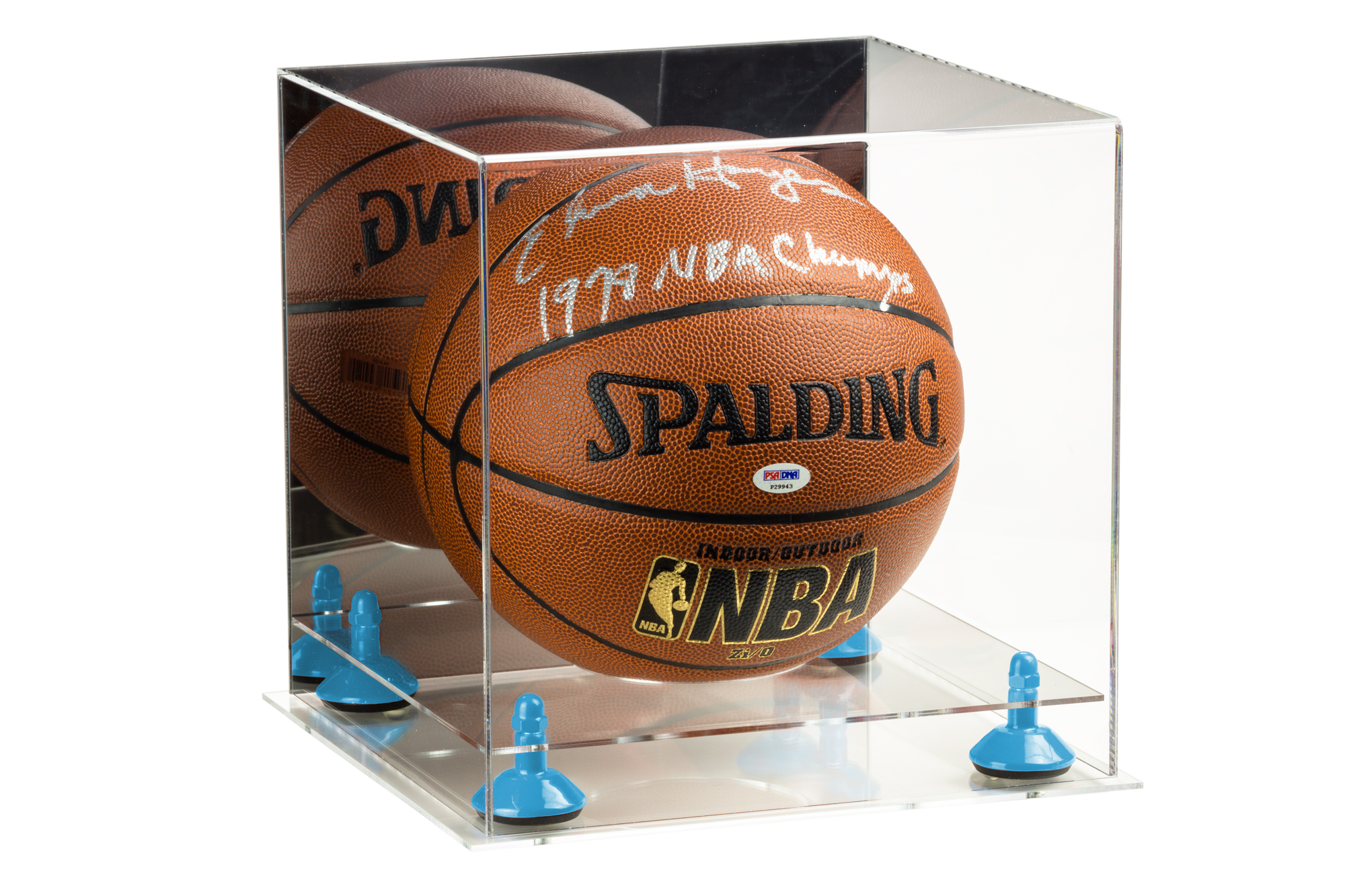 Deluxe Acrylic Full Size Basketball Display Case with Mirror, Blue