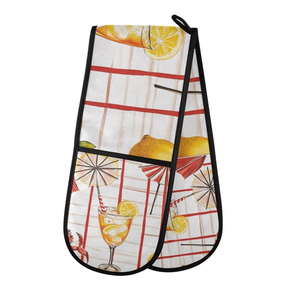 Yayeee Double Oven Mitt Kitchen Heat Resistant Baking 35" x7" Quilted Glove, Beach Crab