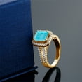 thumbnail image 4 of Gem Stone King 2.58 Ct Emerald Cut Green Turquoise 18K Yellow Gold Plated Silver Ring, 4 of 5