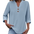thumbnail image 1 of Swstbby Soldes d'Été! Hauts d'Été pour Femmes, T-Shirts Décontractés à Manches Courtes Col Rond Ample Bleu m, 1 of 5