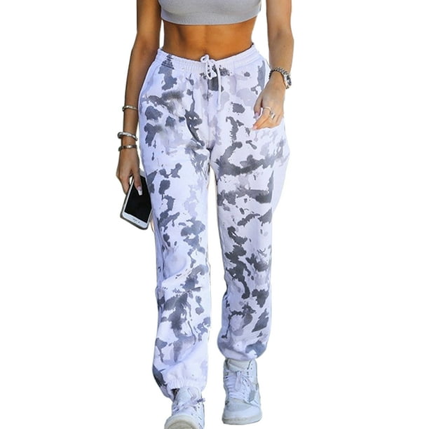 Drawstring Elastic High Waist Jogger Sweatpants Trousers For Women Casual  Loose Hip Hop Tie Dye Print Cargo Trousers Pants Ladies Cool Girl Baggy