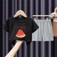 thumbnail image 4 of Amidoa Girls Summer Outfit Sets 2 Piece Graphic T-Shirt Short Sleeve and Casual Pants Set Kids Clothing Sets Black Size 5T, 4 of 5