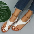 thumbnail image 2 of Anuirheih Women Sandals Slippers Summer Solid Buckle Flip Flops Anti-Slip Boho T-Strap Sandals Flat Women Shoes Beach Casual Sandals(White）, 2 of 6