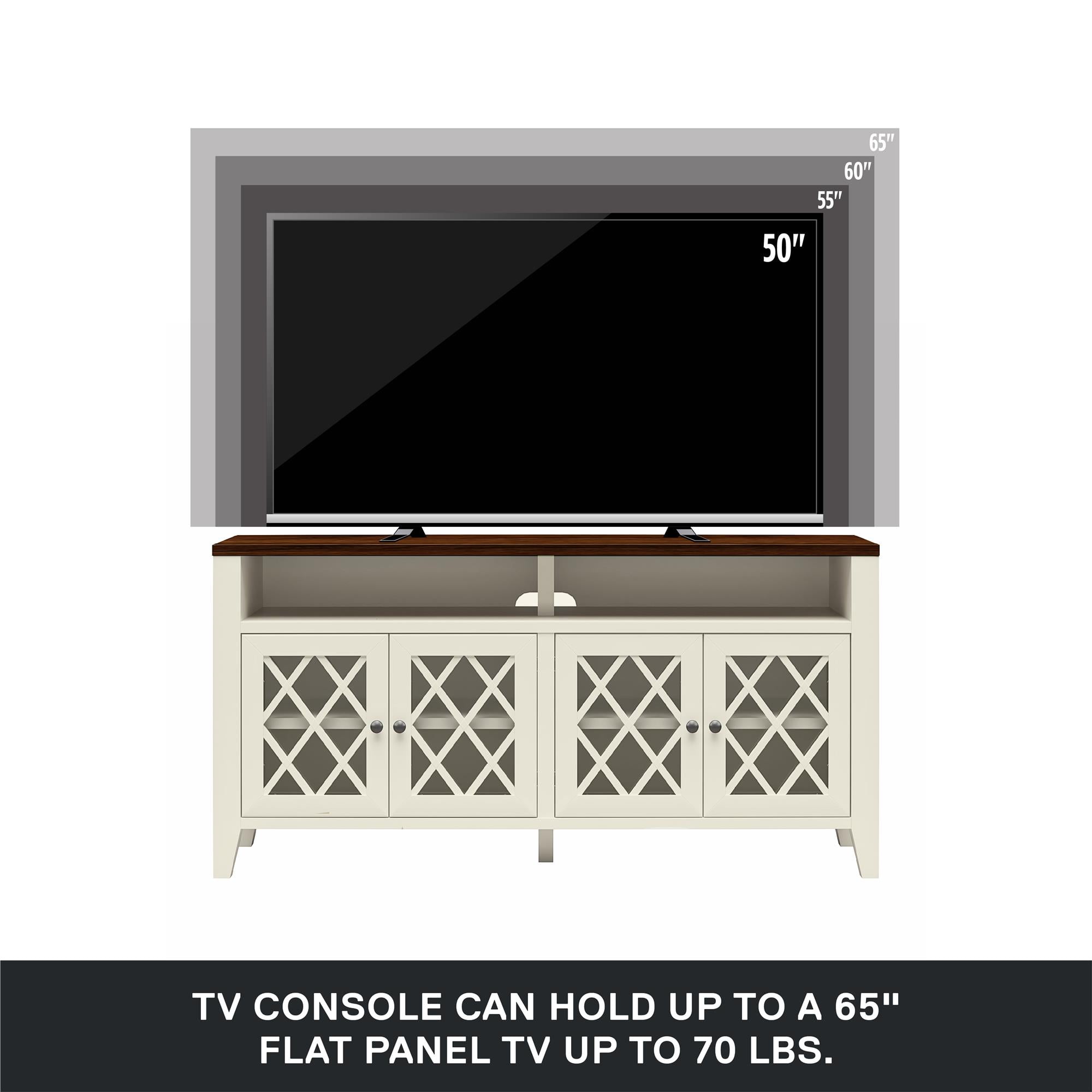 Better Homes & Gardens Trellis TV Stand for TVs up to 65", Ivory/Walnut