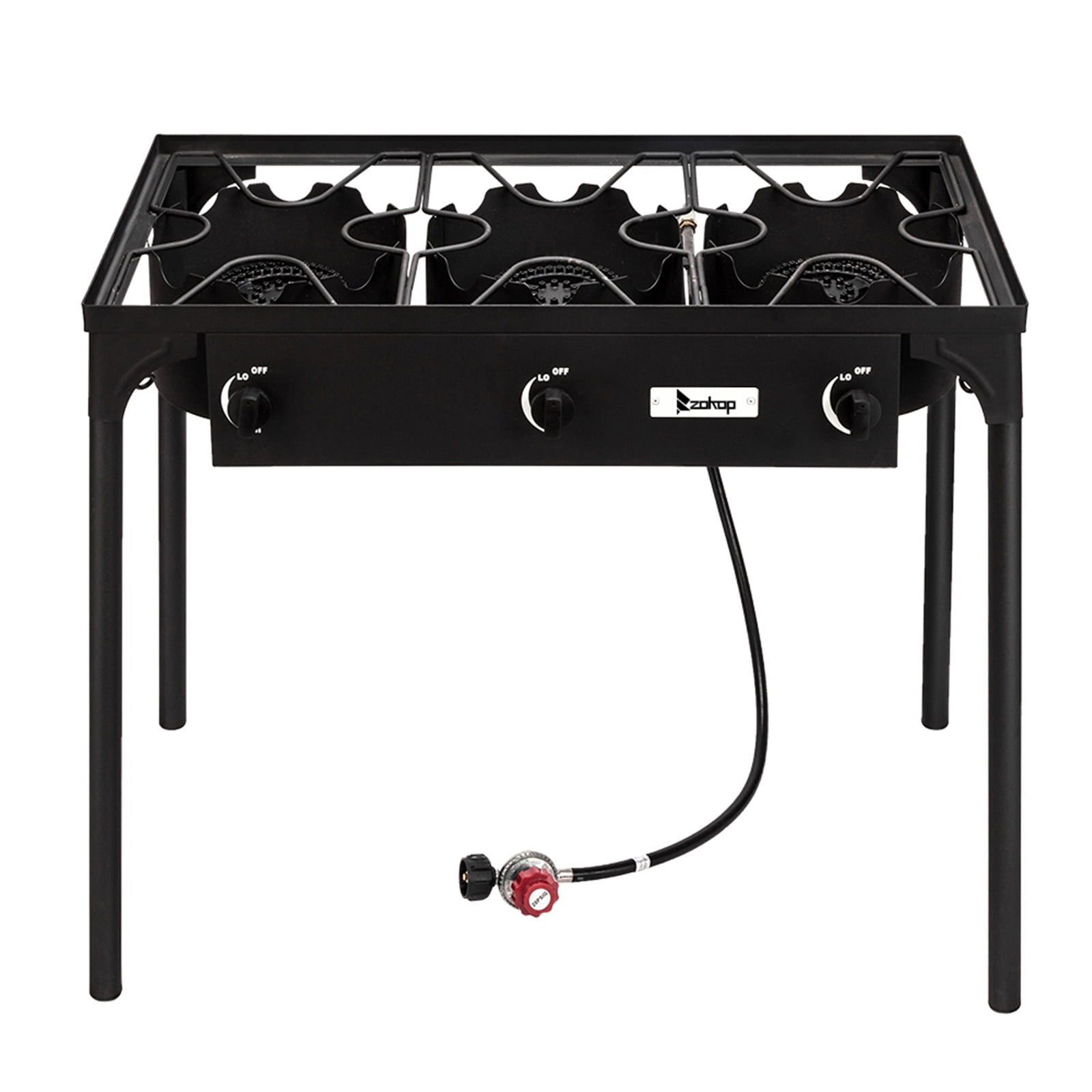 Topcobe Portable Propane Gas Cooker, Iron Cast Patio Burner, Outdoor Stove for Camp Cooking (Three Burner 225000-BTU)