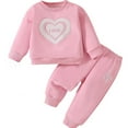 thumbnail image 1 of Ensembles Assortis pour Filles Manches Longues Col Rond Imprimé Chandail en Molleton Décontracté et Pantalon de Jogging 2 Pcs Vêtements Chauds Automne Hiver Taille Garçons 9-12 Mois, 1 of 7