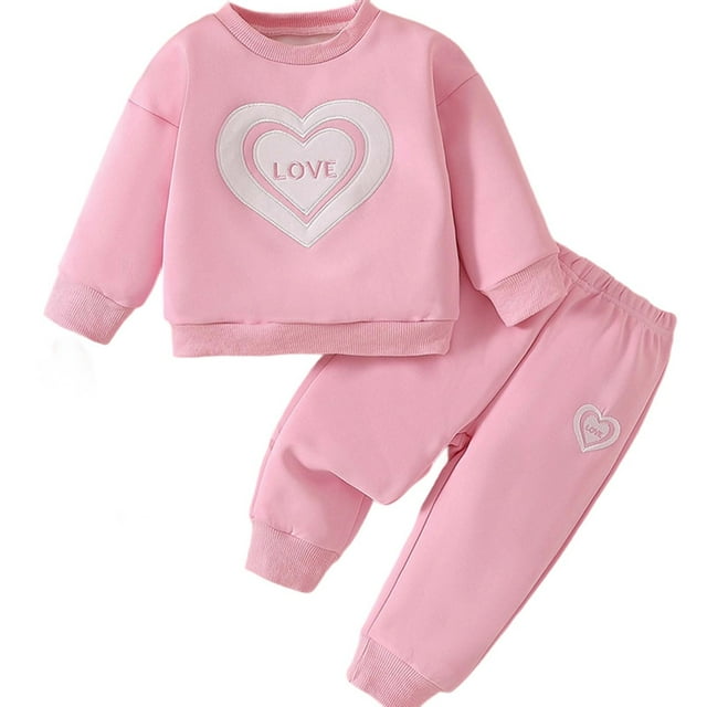 Ensembles Assortis pour Filles Manches Longues Col Rond Imprimé Chandail en Molleton Décontracté et Pantalon de Jogging 2 Pcs Vêtements Chauds Automne Hiver Taille Garçons 9-12 Mois