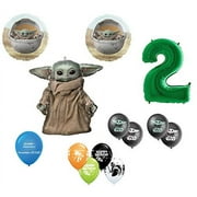 DalvayDelights 2nd Birthday Baby Yoda The Child Mandalorian Star Wars Party Balloon 13 Piece Bouquet Birthday Party