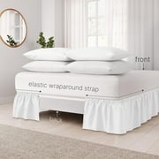 Debonair Wrap Around Ruffled Bed Skirt 15 Inch for Queen Size Beds, White