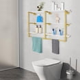 thumbnail image 3 of 3 Tiers Industrial Pipe Clothing Rack 116*25*72cm Wall Mounted Storage Shelf White, Gold, 3 of 24