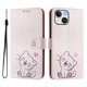 thumbnail image 2 of For iPhone 15 Case Pattern Printing Wallet Phone Cover with Strap - Cute Cat, 2 of 5