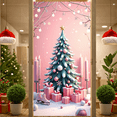 thumbnail image 5 of Pink Theme Merry Christmas Banner Christmas Tree Design Xmas Backdrop Snowflake Pattern Gift Decorations Holiday Background for Christmas Party Family Gathering Winter Celebration, 5 of 9