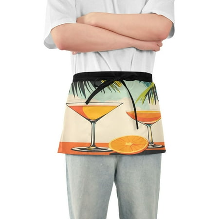 

Yayeee Waist Apron with Pockets for Cooking Waterproof Half Server Aprons Mid Century Glasses