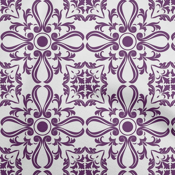 oneOone Polyester Spandex Purple Fabric Asian Block Floral Craft Projects Decor Fabric Printed By The Yard 56 Inch Wide