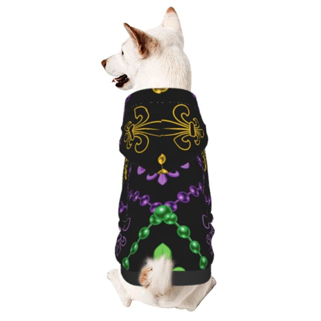 Fotbe Mardi Gra Geometric Sudadera con Estampado para Perros Pequeños – Suéter con Capucha para Mascotas, Tela Suave de Forro Polar con Bolsillo-Large