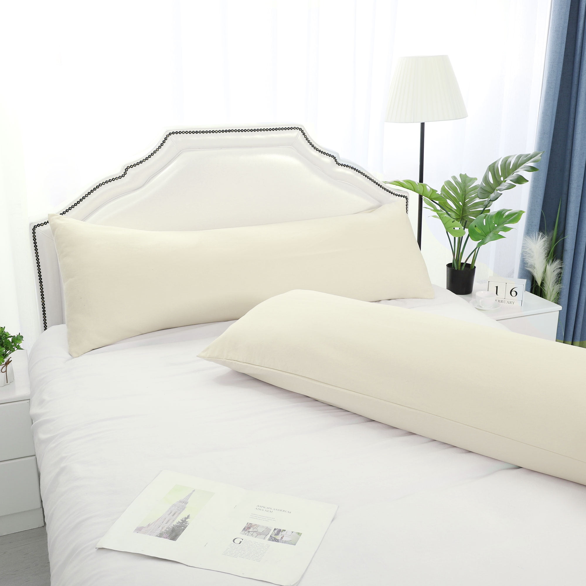 Set of 2 Body Pillow Cover Long Soft Pillow Case for Body Pillows Cream