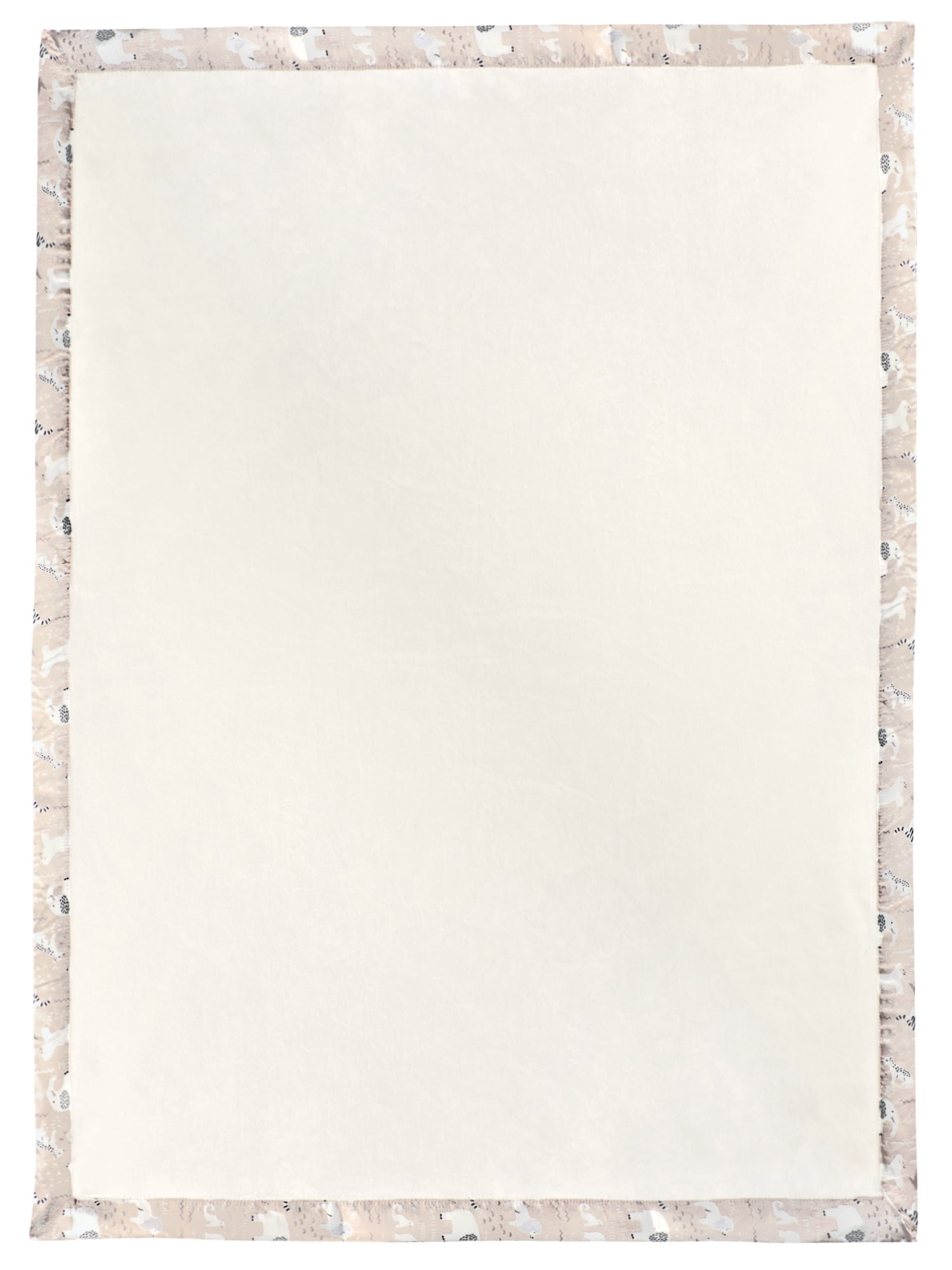 Modern Moments by Gerber Gender Neutral Plush Blanket with Satin Trim, Ivory Safari