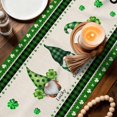 thumbnail image 2 of Green St. Patrick's Day Cotton Linen Table Runner for Dining Kitchen, Gnomes Watercolor Leaves Rustic Wedding Outdoor Party Tablerunners, Dresser Scarf Coffee Tablecloth Runners 13x60 Inches, 2 of 8
